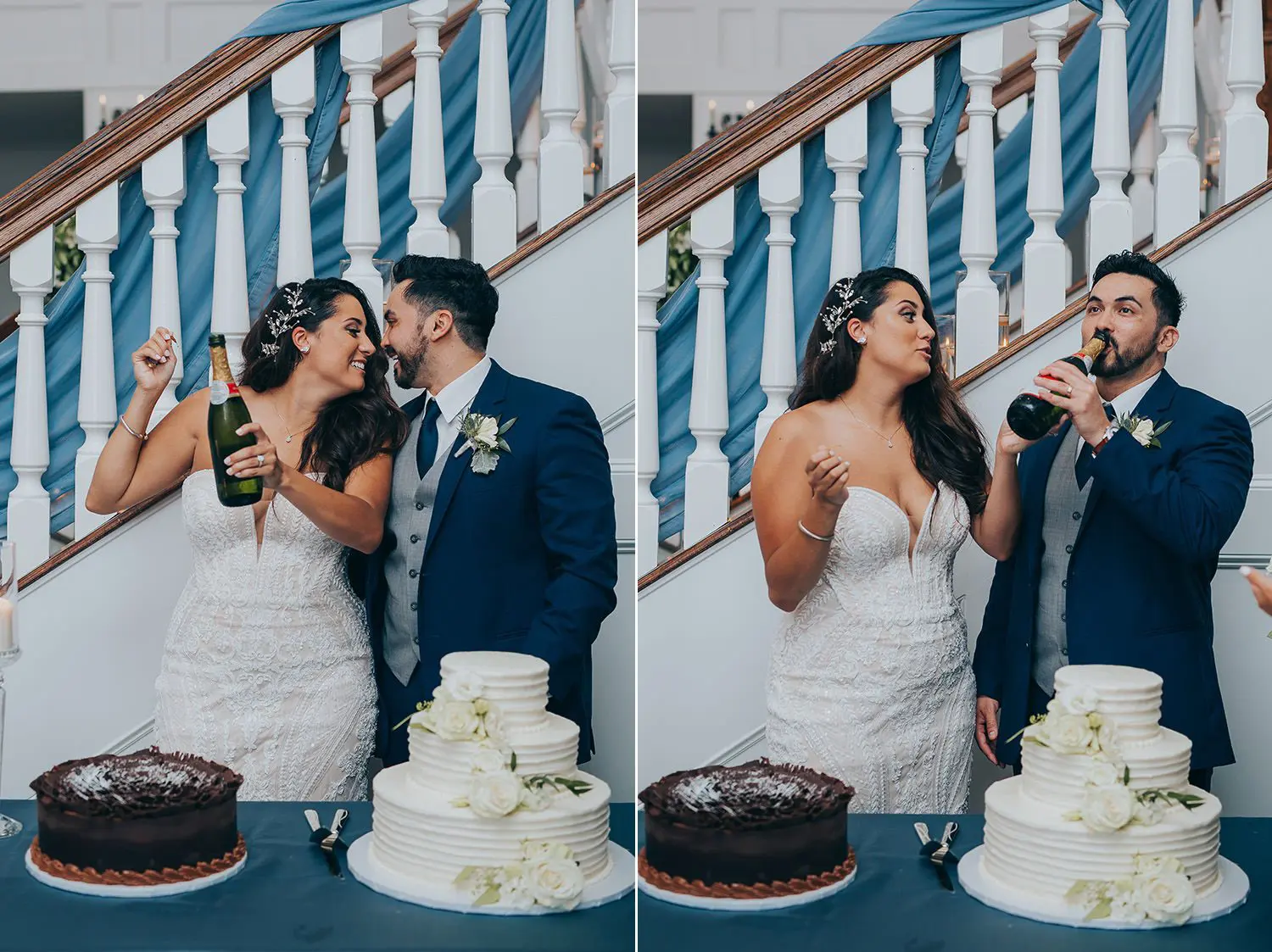 newlyweds champagne pop