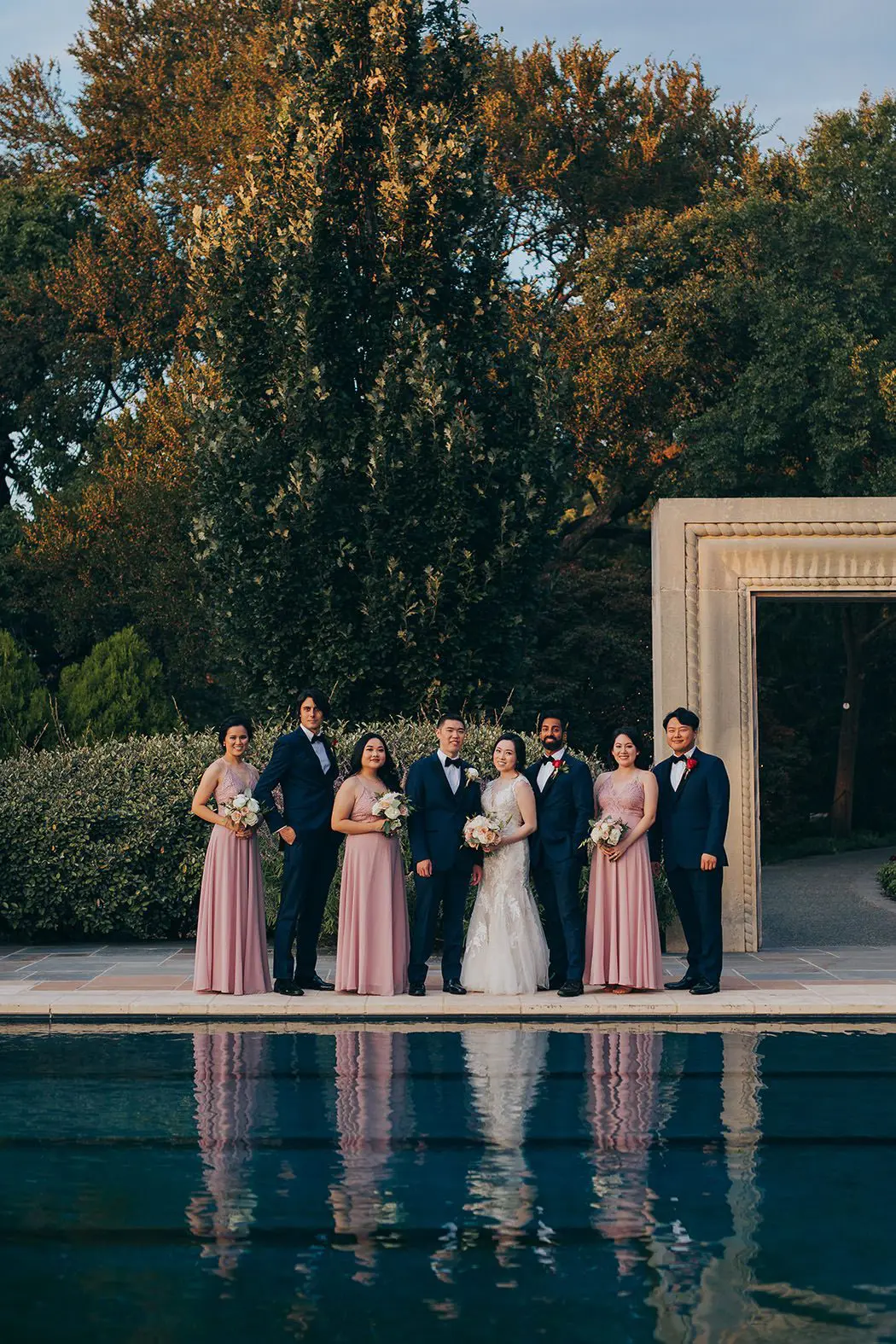 wedding party portraits at the dallas arboretum