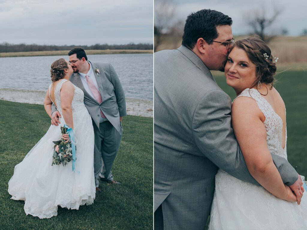 newlyweds pond wedding photos