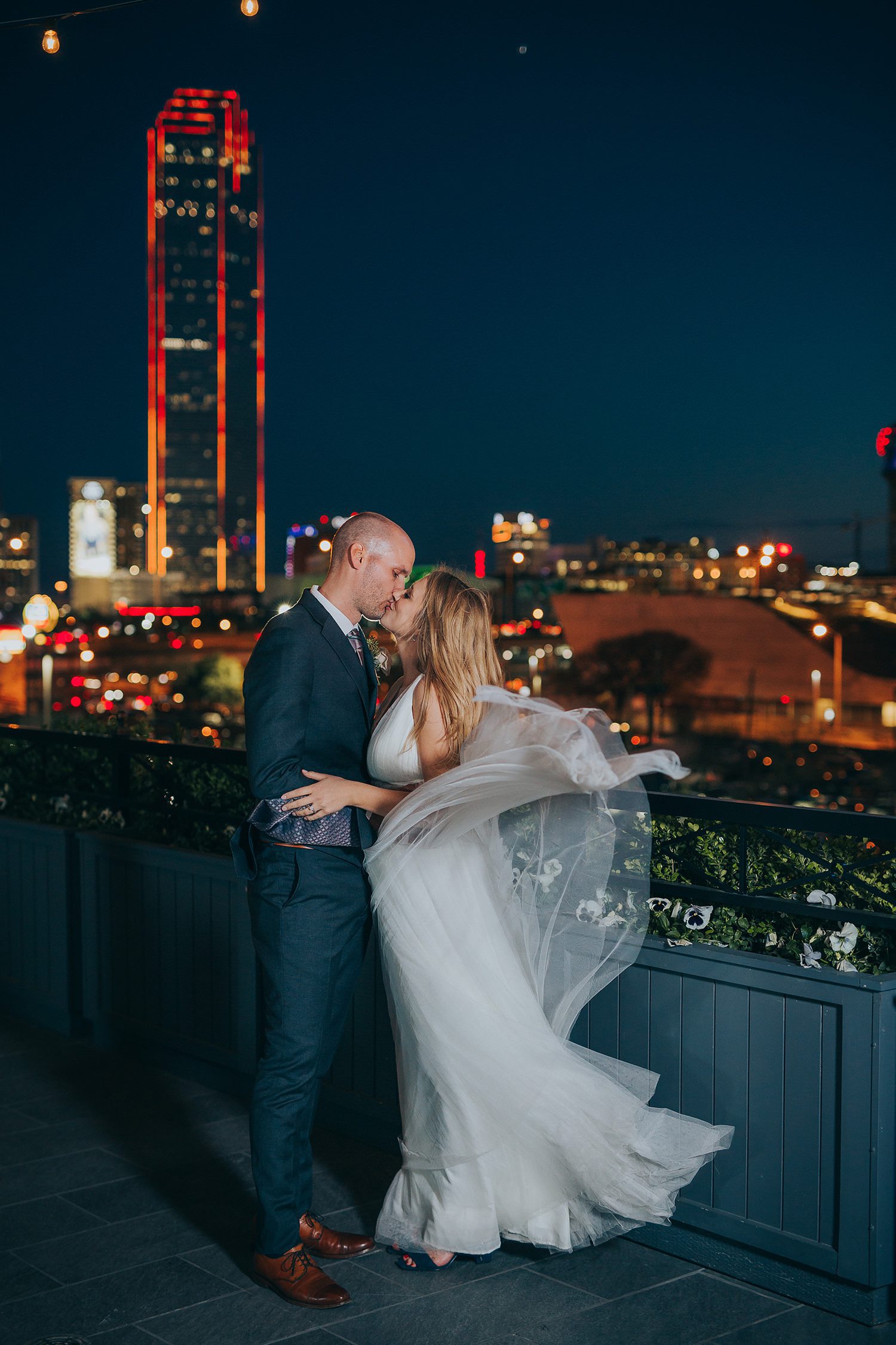 Downtown Dallas night wedding