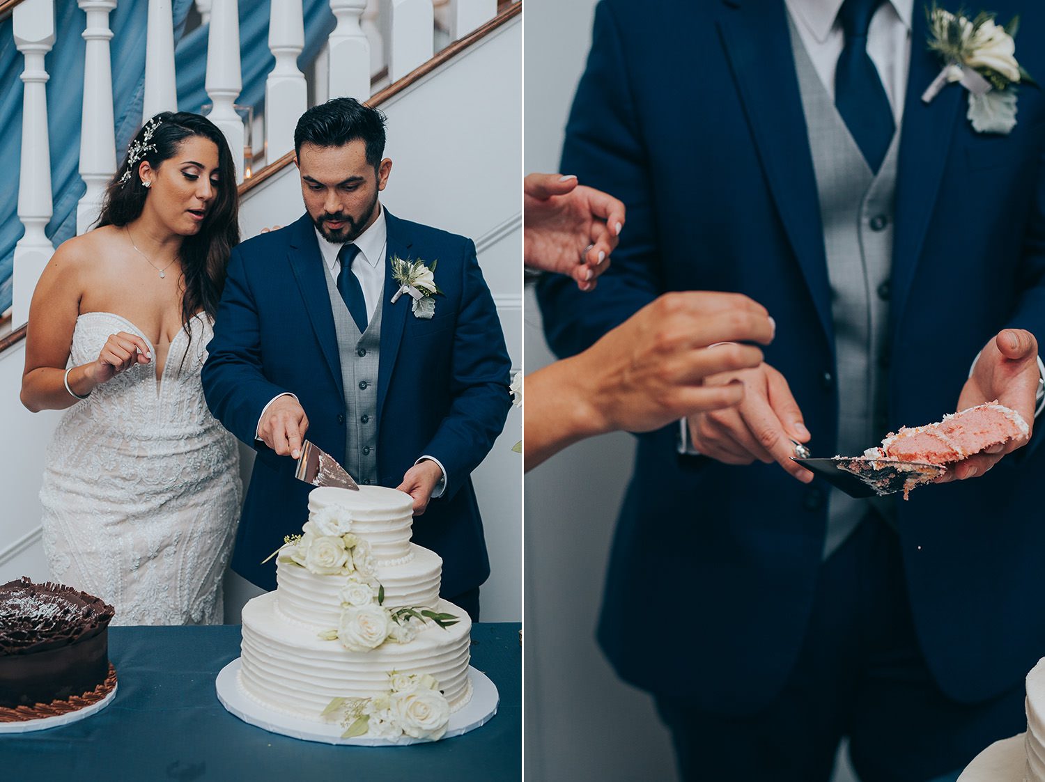 newlyweds cake cutting