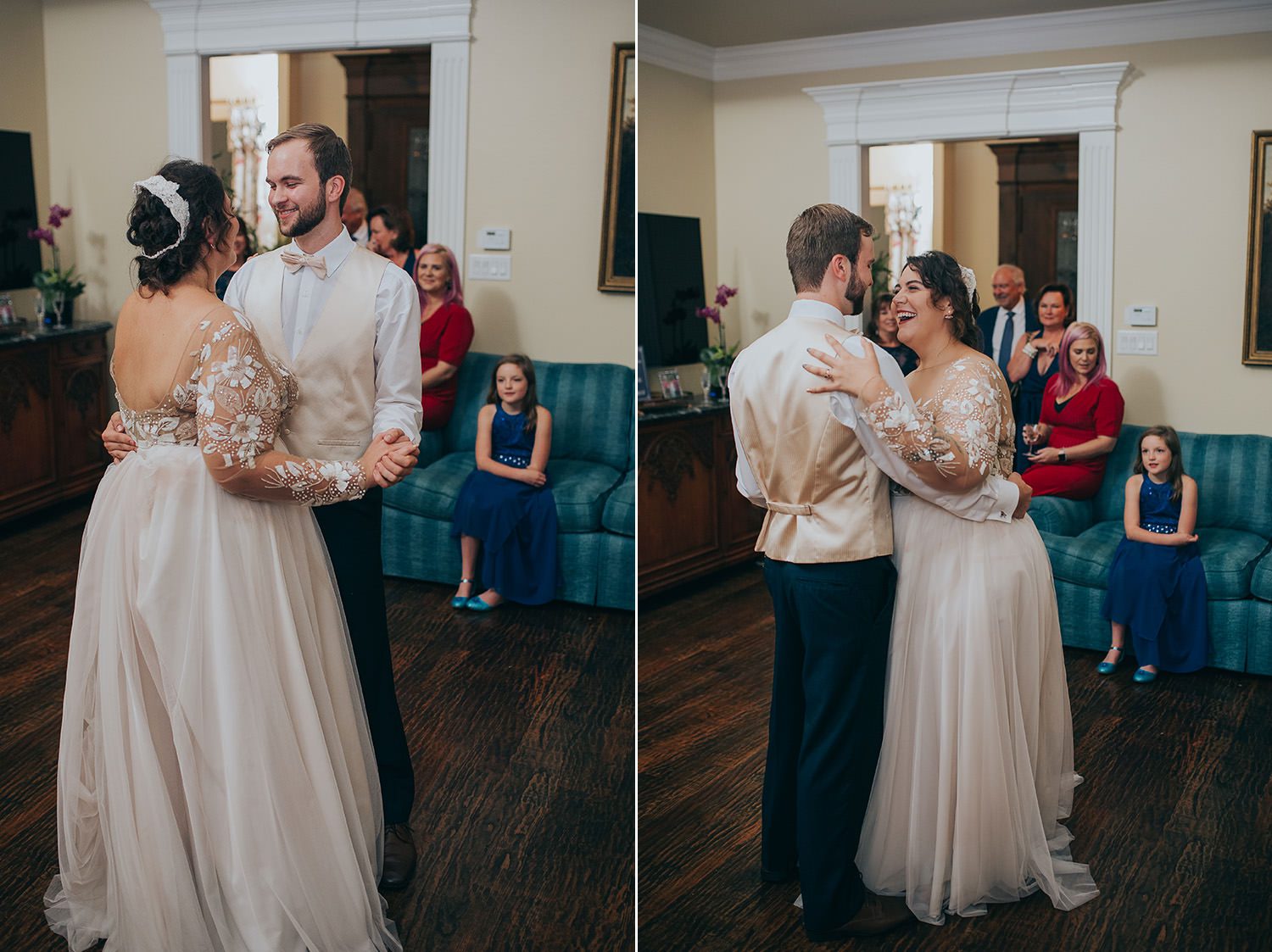 intimate home wedding first dance