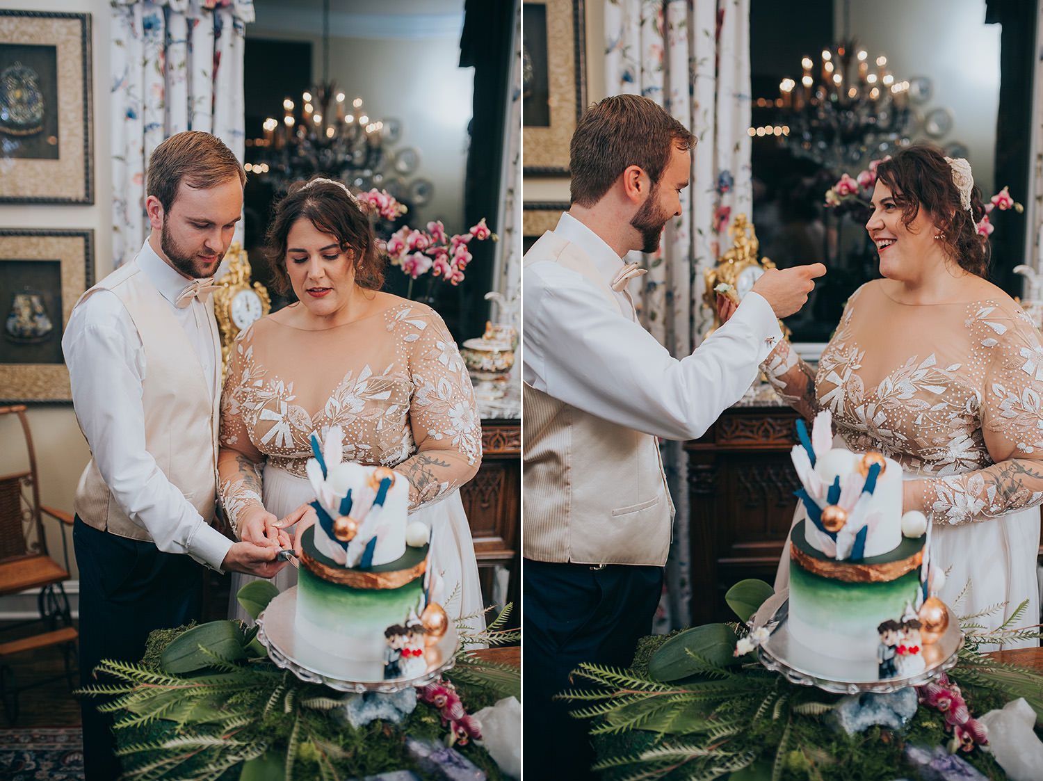 elopement photographer cake cutting