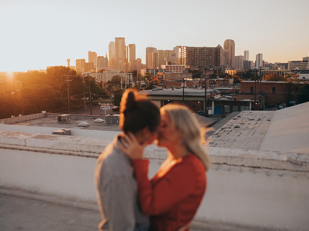 rooftop engagement session downtown dallas