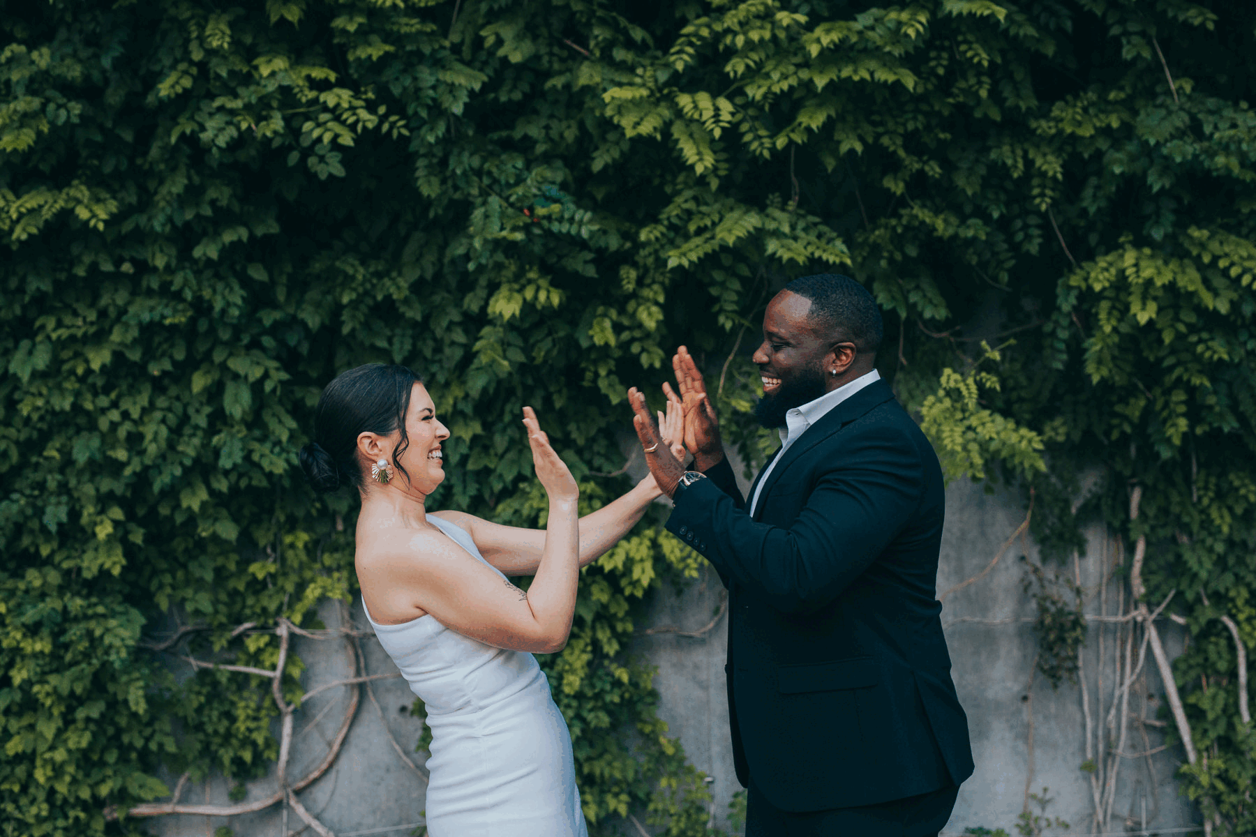Couple laughing during Dallas portrait session